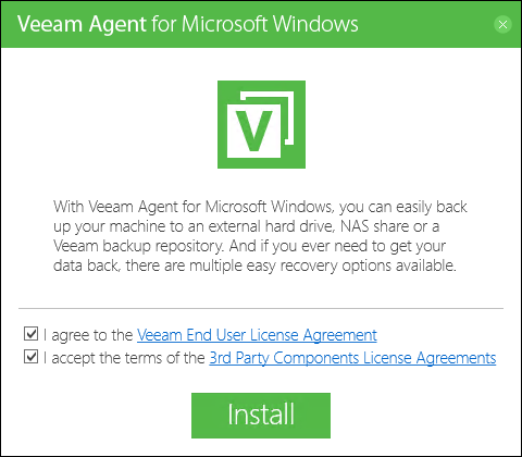 Veeam Agent for Microsoft Windowsのインストール