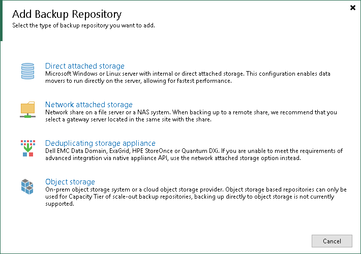 ステップ1：New Backup Repositoryウィザードの起動