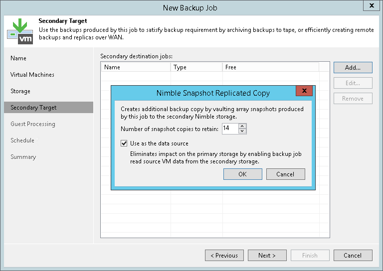 Configuring Backup from Snapshots on Secondary Storage Arrays
