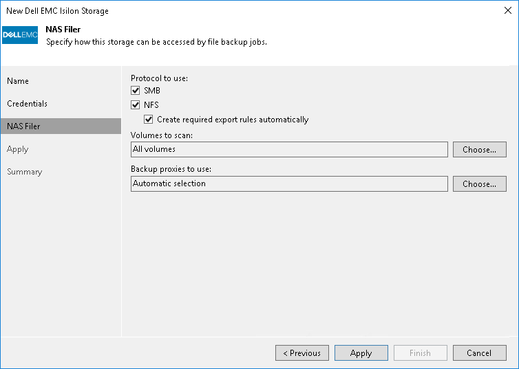Step 3. Specify NAS Access Options