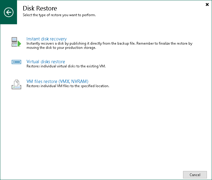 ステップ1：Virtual Disk Restoreウィザードの起動