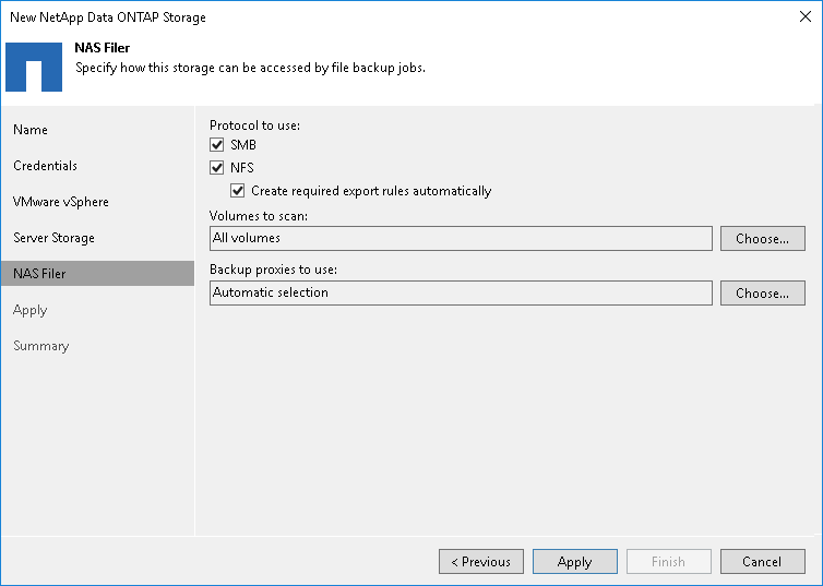 Step 5. Specify NAS Access Options