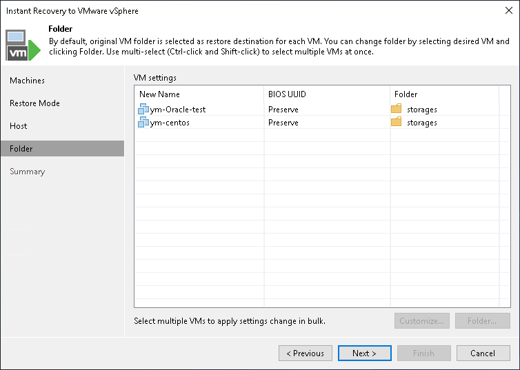 Step 5. [For Multiple VMs] Select Folder