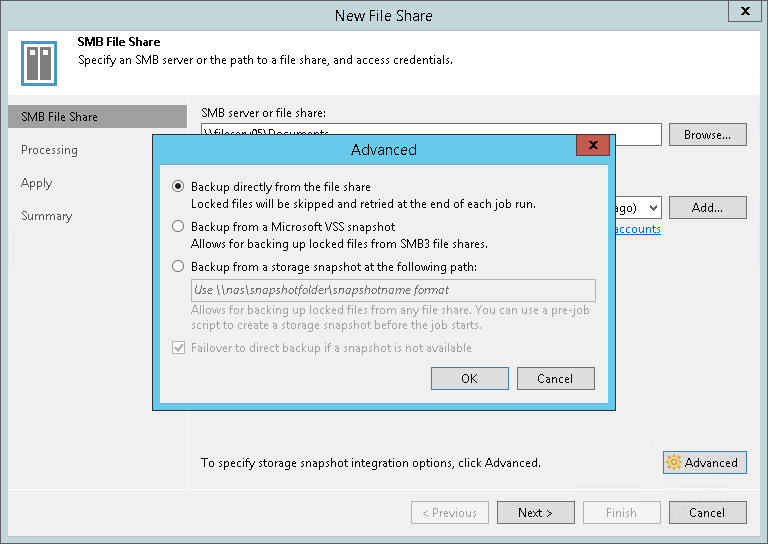 ステップ3：SMBファイル共有の詳細設定の指定