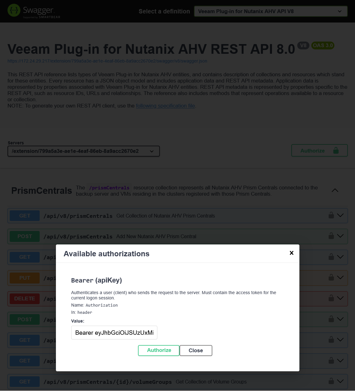 Available Authorizations Window