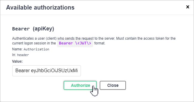 Available Authorizations Window