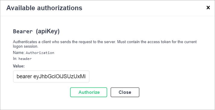 Available Authorizations Window