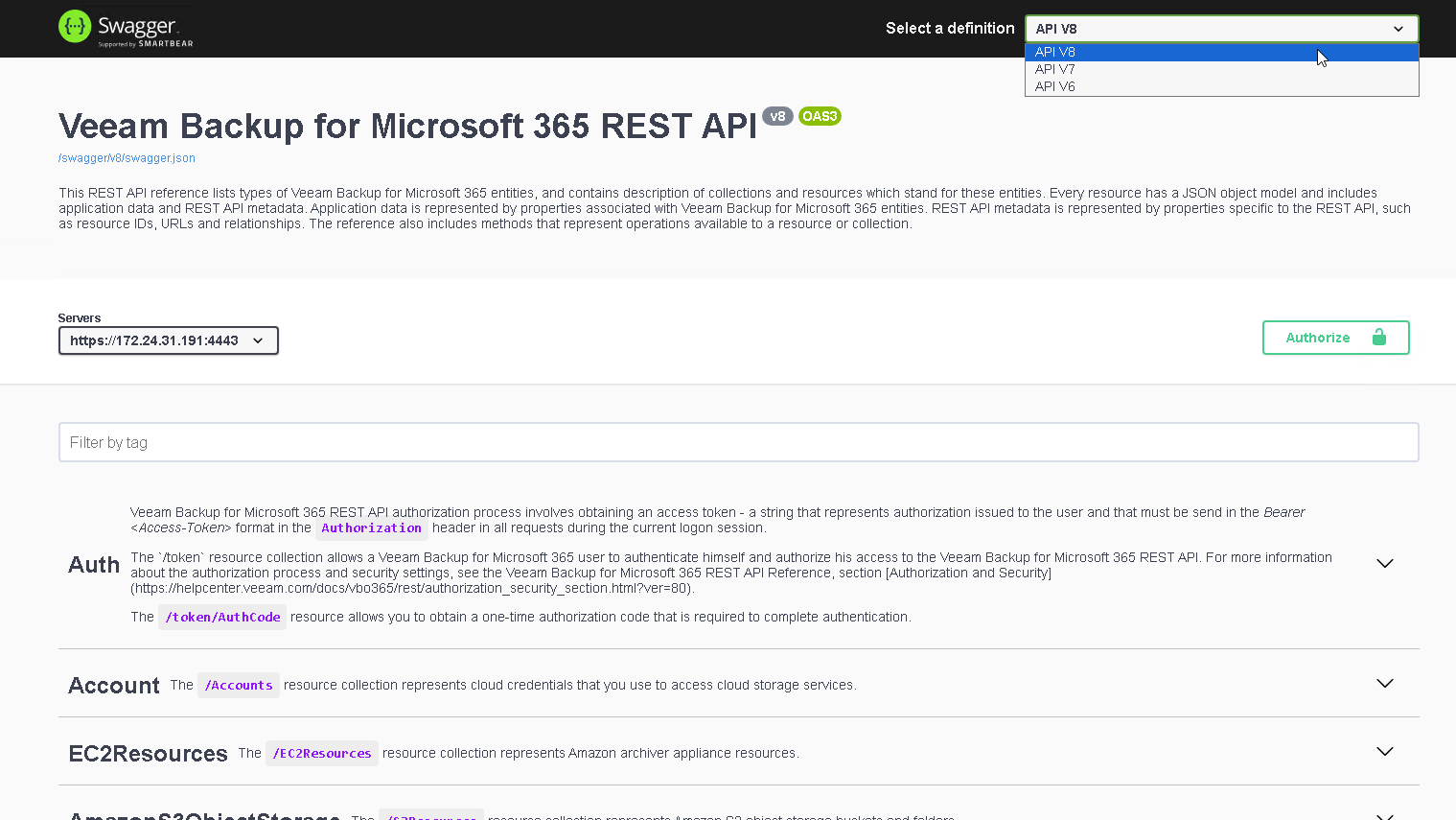 Selecting API Version