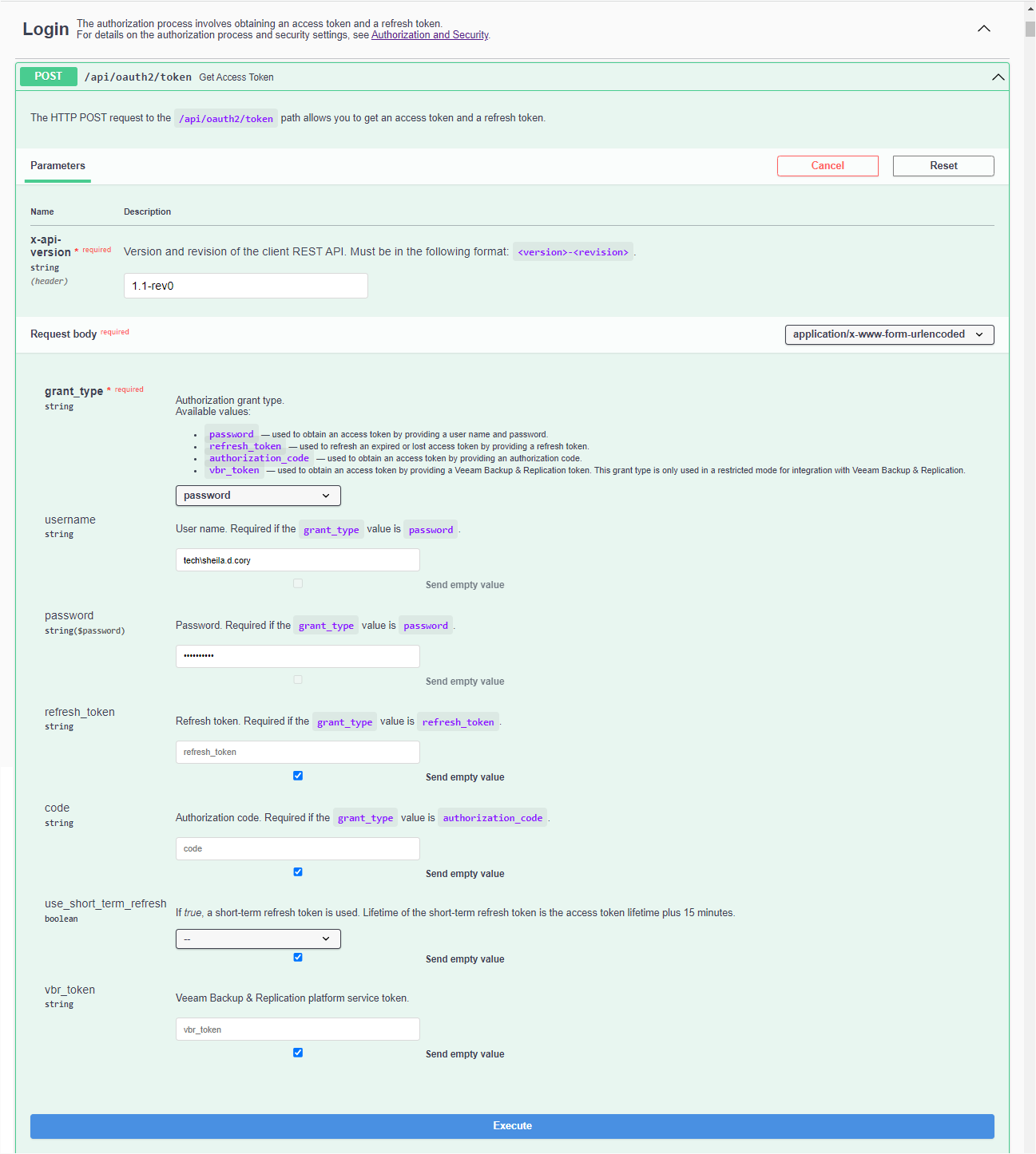 Getting Access Token - Enter Credentials