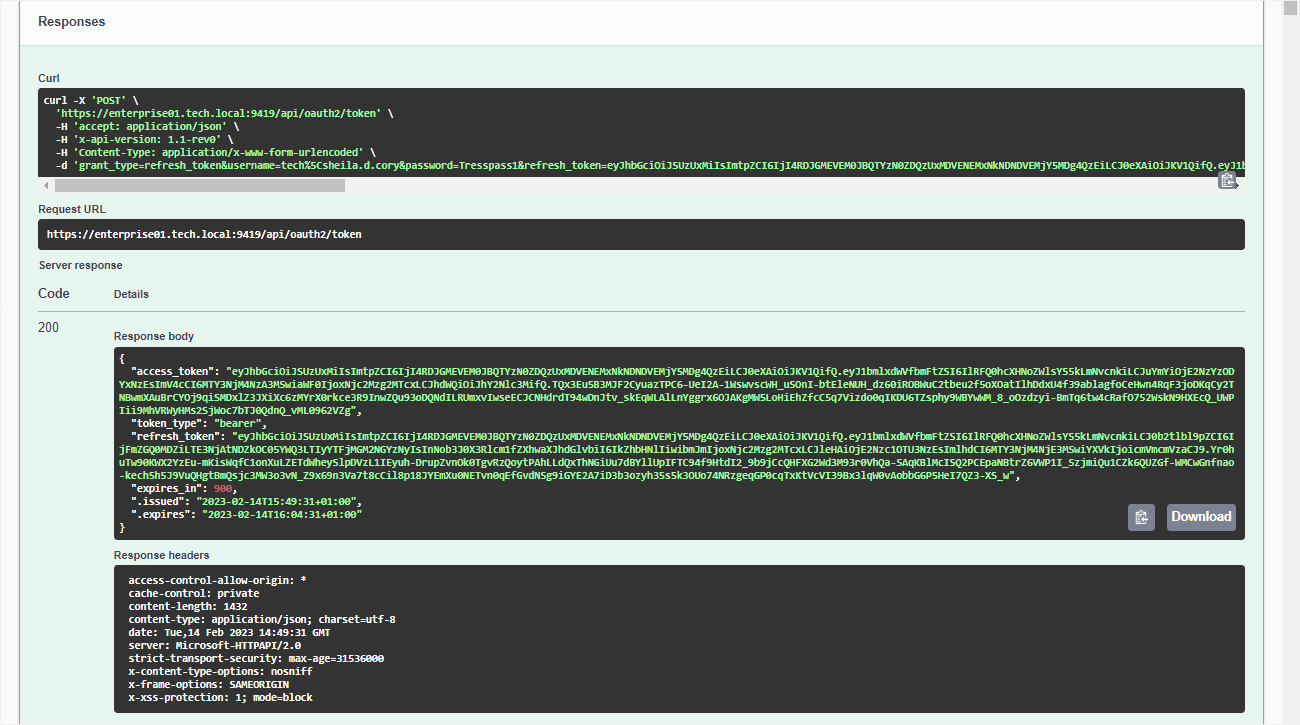 Refresh Token — Server Response