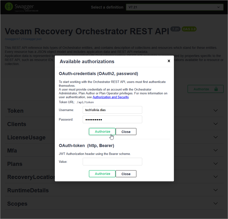 Available Authorizations