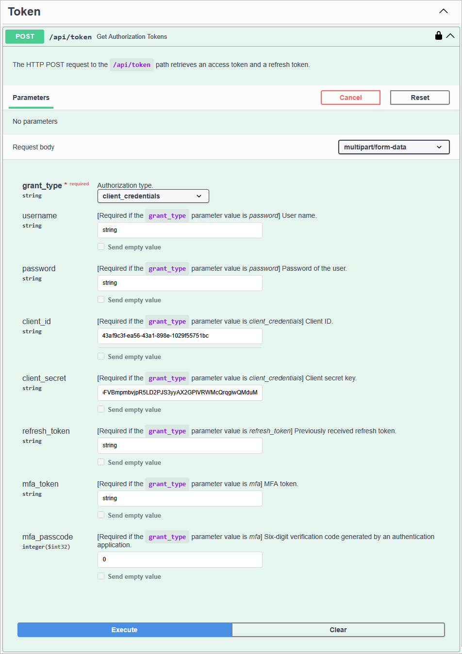 Getting Tokens for Child Client