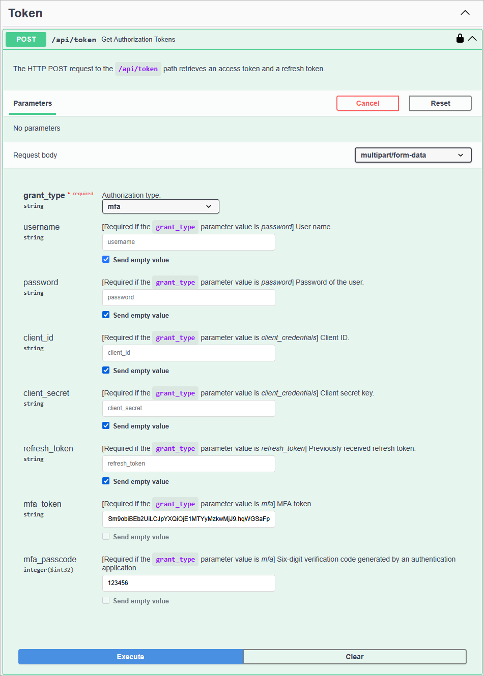 Using MFA Token